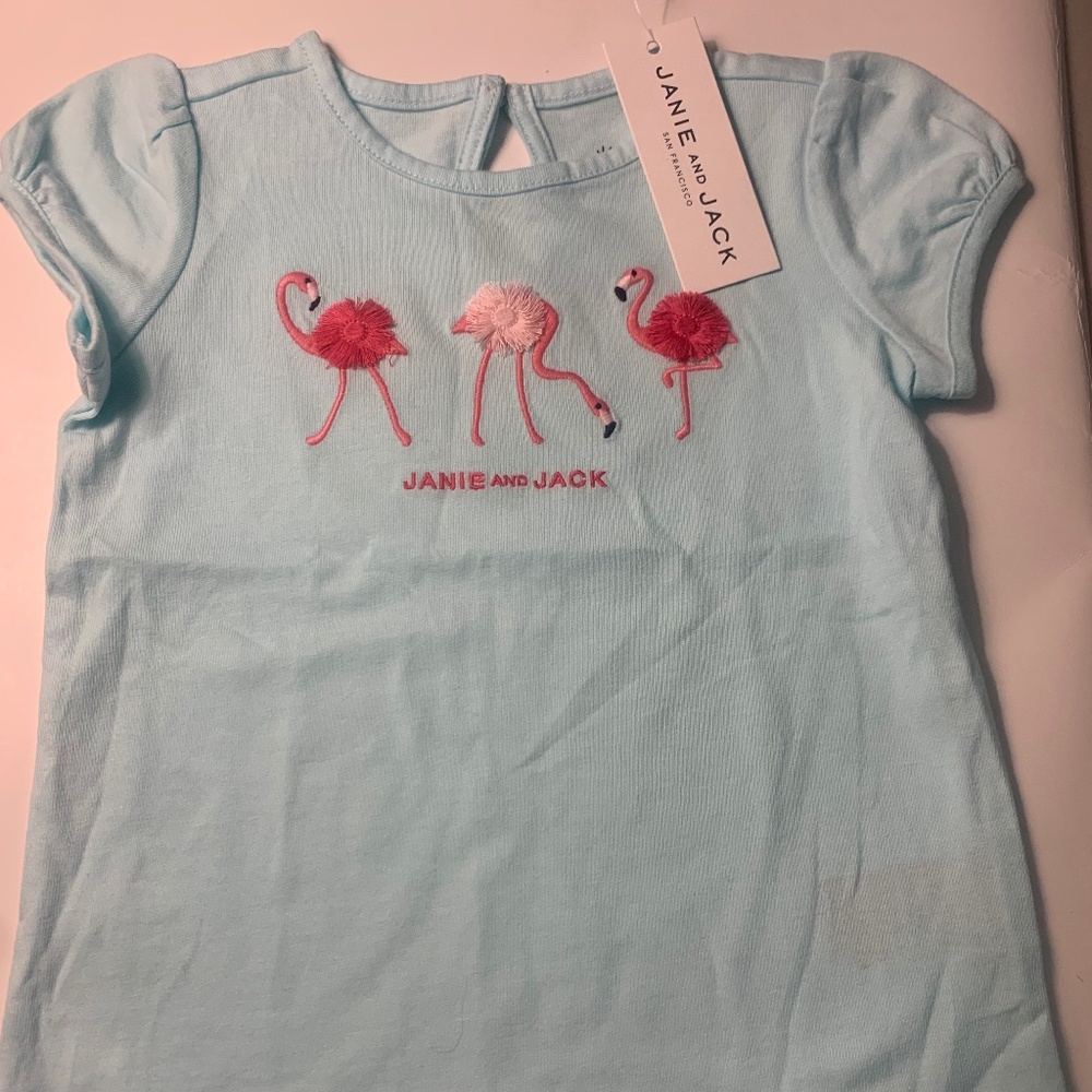 Janie & Jack girls 2T flamingo print shirt NWT
